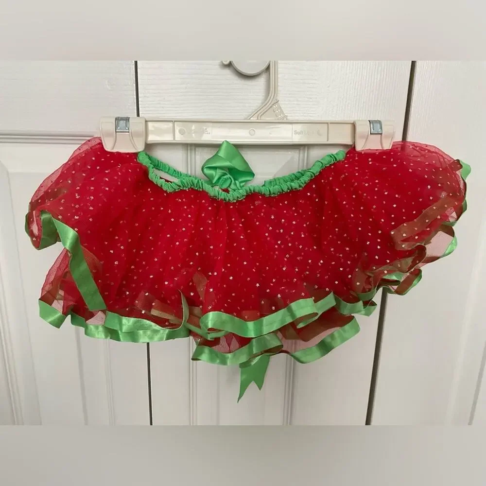 LITTLE WISHES CHRISTMAS RED GREEN SPARKLE RIBBON TIE BABY TUTU SZ 12M+